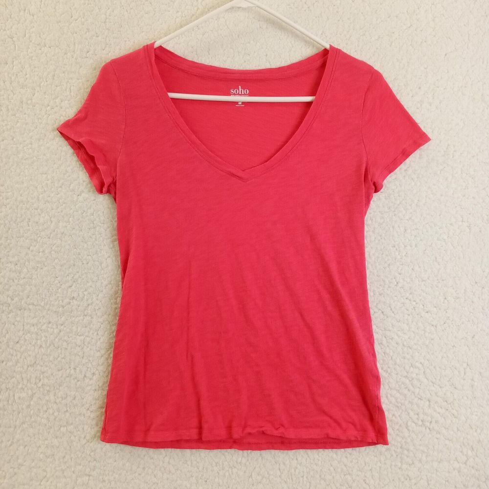 Soho New York Jeans C. Top Womens Medium Cotton Pink Short Sleeve